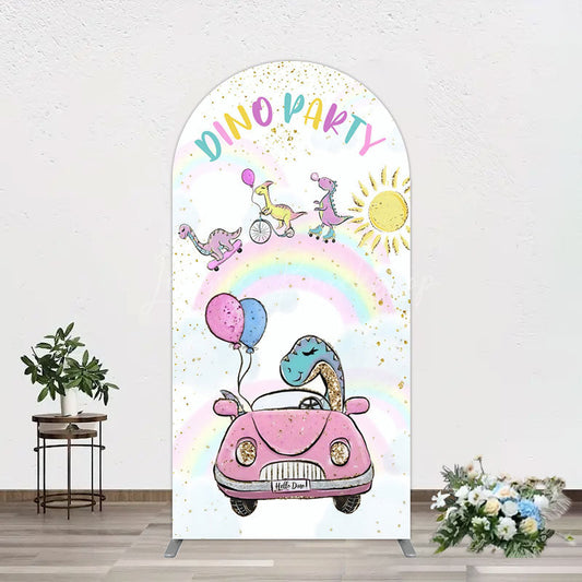 Lofaris Lovely Cartoon Sunny Rainbow Birthday Arch Backdrop