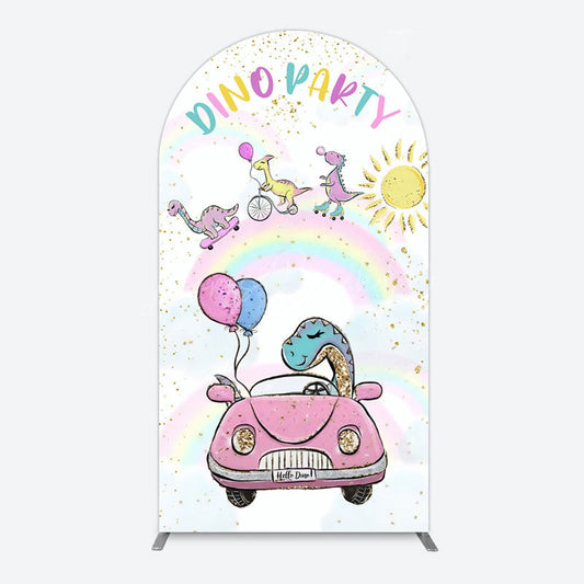 Lofaris Lovely Cartoon Sunny Rainbow Birthday Arch Backdrop