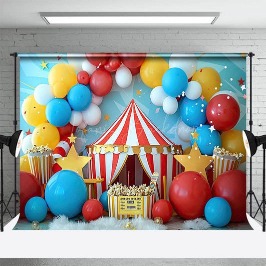 Lofaris Lovely Circus Balloon Arch Star Cake Smash Backdrop