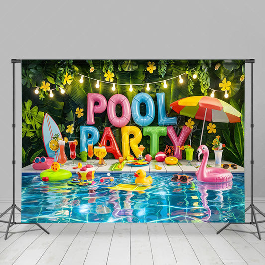 Lofaris Lovely Sweet Hawaiian Summer Pool Party Backdrop