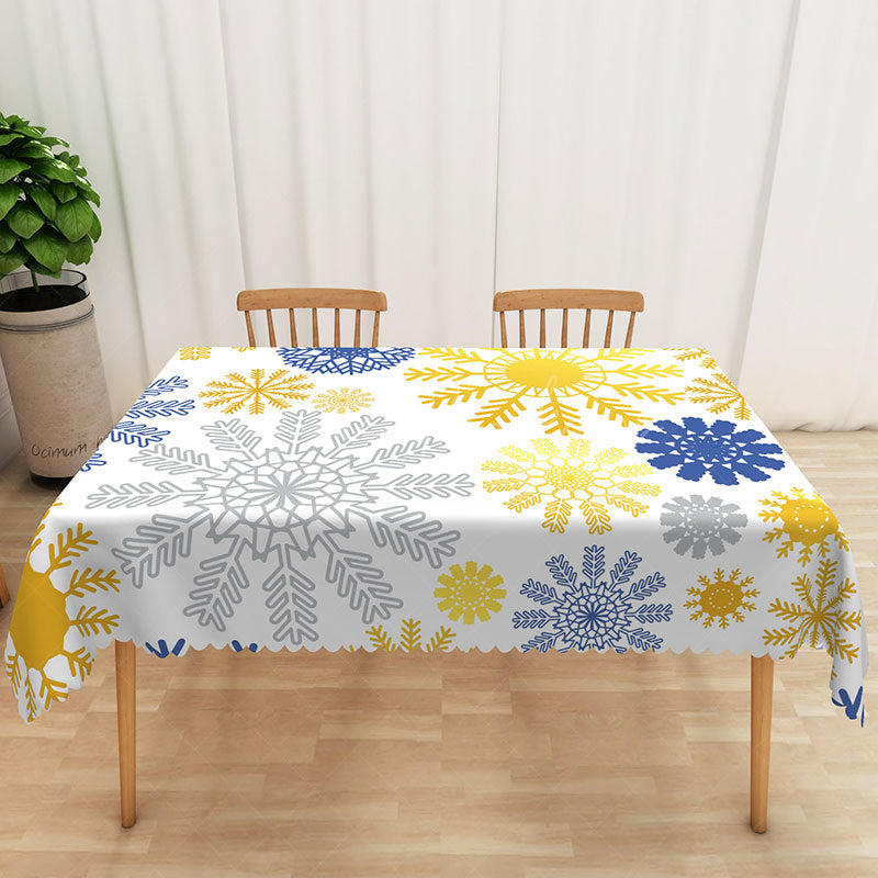 Lofaris Lovely Winter Tablecloth with Snowflake Totem Pattern for Christmas Holiday and Frozen Themed Party