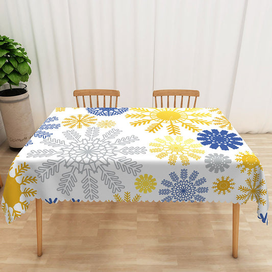 Lofaris Lovely Winter Tablecloth with Snowflake Totem Pattern for Christmas Holiday and Frozen Themed Party