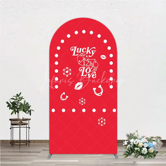 Lofaris Lucky In Love Las Vegas Wedding Arch Backdrop Red Casino Theme Bridal Shower Party Cover