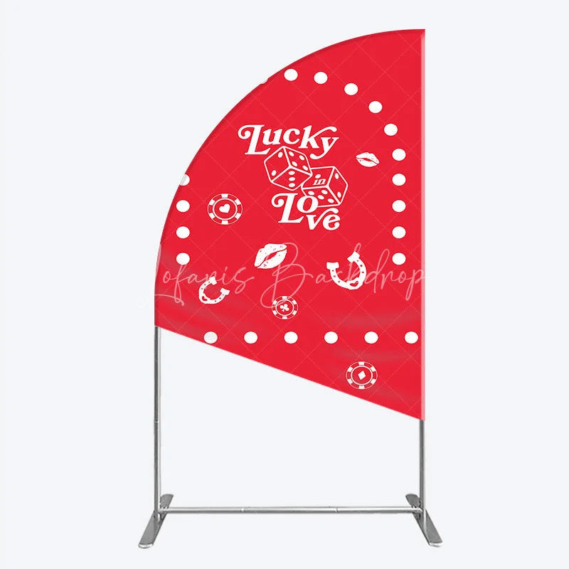 Lofaris Lucky In Love Las Vegas Wedding Half Moon Arch Backdrop Red Casino Theme Bridal Shower Party Cover