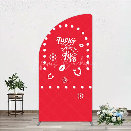Lofaris Lucky In Love Las Vegas Wedding Half Moon Arch Backdrop Red Casino Theme Bridal Shower Party Cover