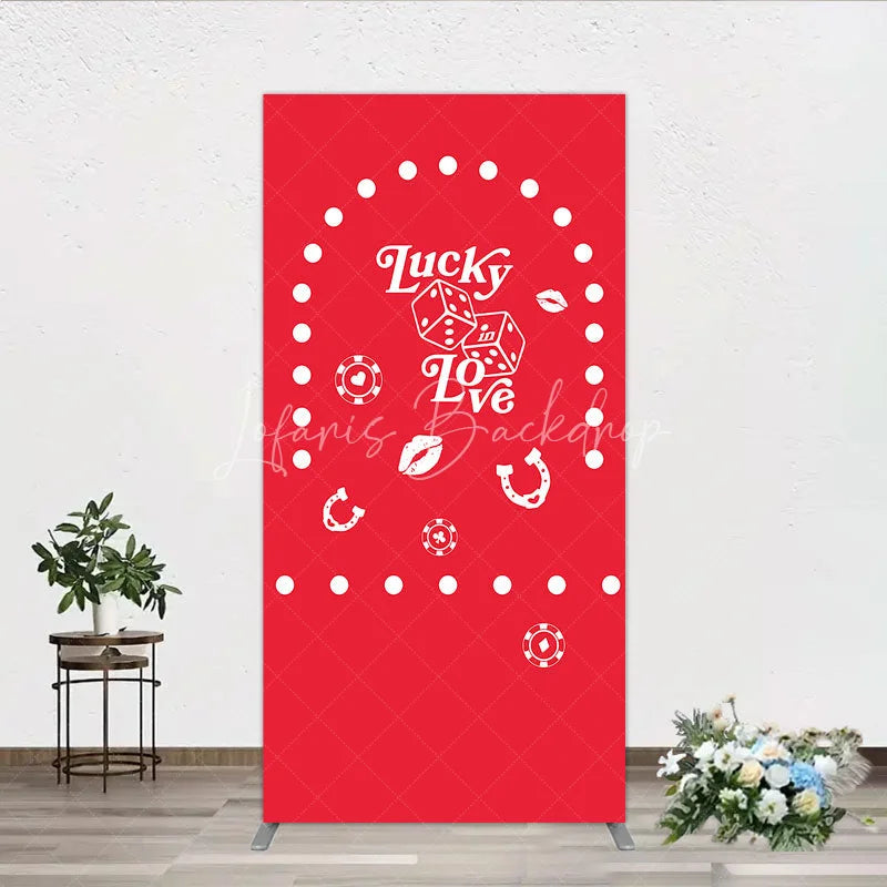 Lofaris Lucky In Love Las Vegas Wedding Rectangle Backdrop Red Casino Theme Bridal Shower Party Cover