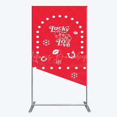 Lofaris Lucky In Love Las Vegas Wedding Rectangle Backdrop Red Casino Theme Bridal Shower Party Cover