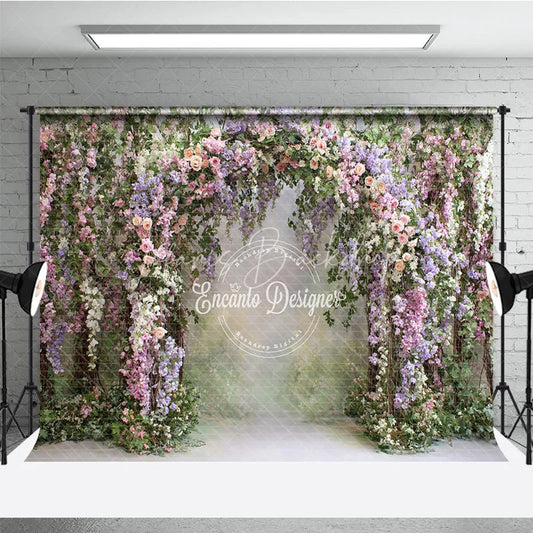 Lofaris Lush Floral Arch Backdrop Spring Garden Wedding Decor Pink Purple Rose Wisteria Photo Booth Prop