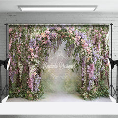 Lofaris Lush Floral Arch Backdrop Spring Garden Wedding Decor Pink Purple Rose Wisteria Photo Booth Prop