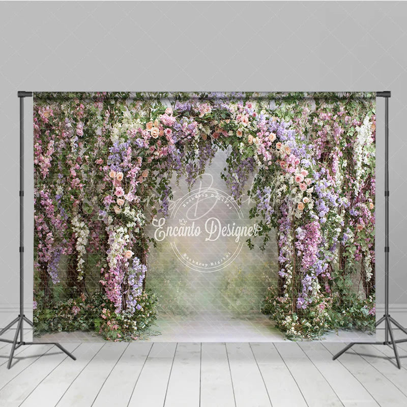 Lofaris Lush Floral Arch Backdrop Spring Garden Wedding Decor Pink Purple Rose Wisteria Photo Booth Prop