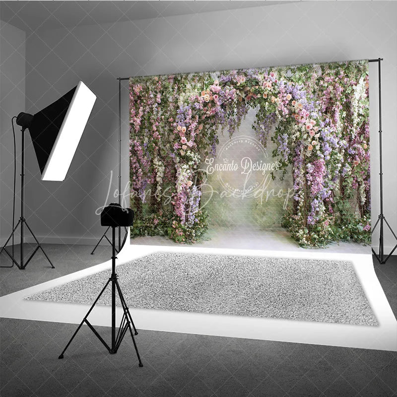 Lofaris Lush Floral Arch Backdrop Spring Garden Wedding Decor Pink Purple Rose Wisteria Photo Booth Prop