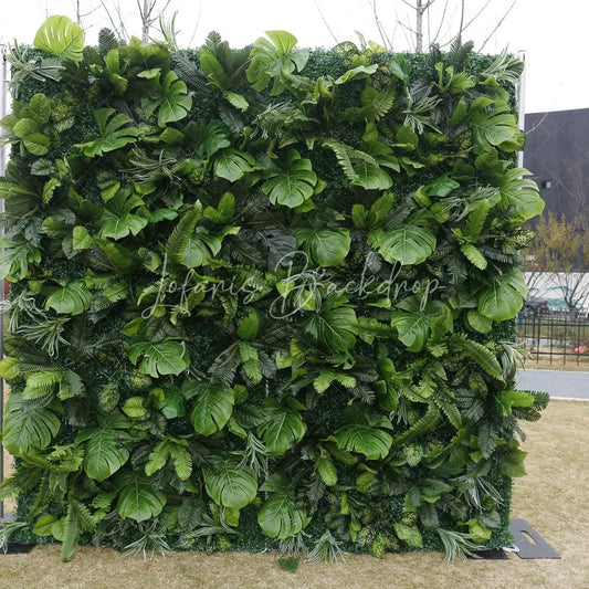 Lofaris Lush Green Artificial Flower Wall with Mixed Tropical Foliage Perfect for Wedding Party and Event Decor