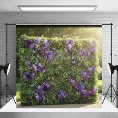 Lofaris Lush Green Foliage and Purple Flowers Photography Backdrop Vibrant Butterflies Garden Party Decor