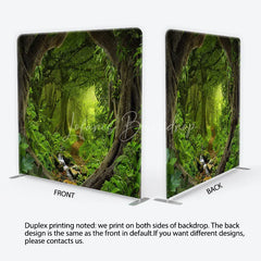Lofaris Lush Green Jungle Rainforest Square Double-Sided Backdrop Enchanted Forest Path Photography Prop for Kids Party