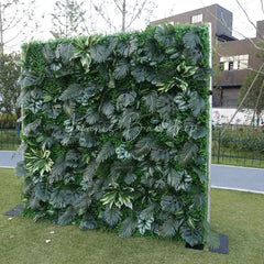 Lofaris Lush Green Tropical Artificial Flower Wall with Diverse Botanical Foliage Event Photo Backdrop Decor