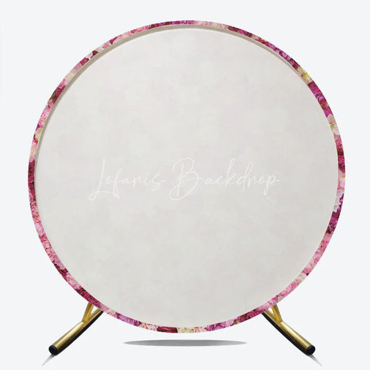 Lofaris Lush Pink and Cream Floral Wall Round Backdrop Elegant Peony Rose Flowers for Wedding Decor