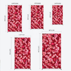Lofaris Lush Pink and Red Rose Flower Wall Rectangle Arch Backdrop Romantic Wedding Party Decor