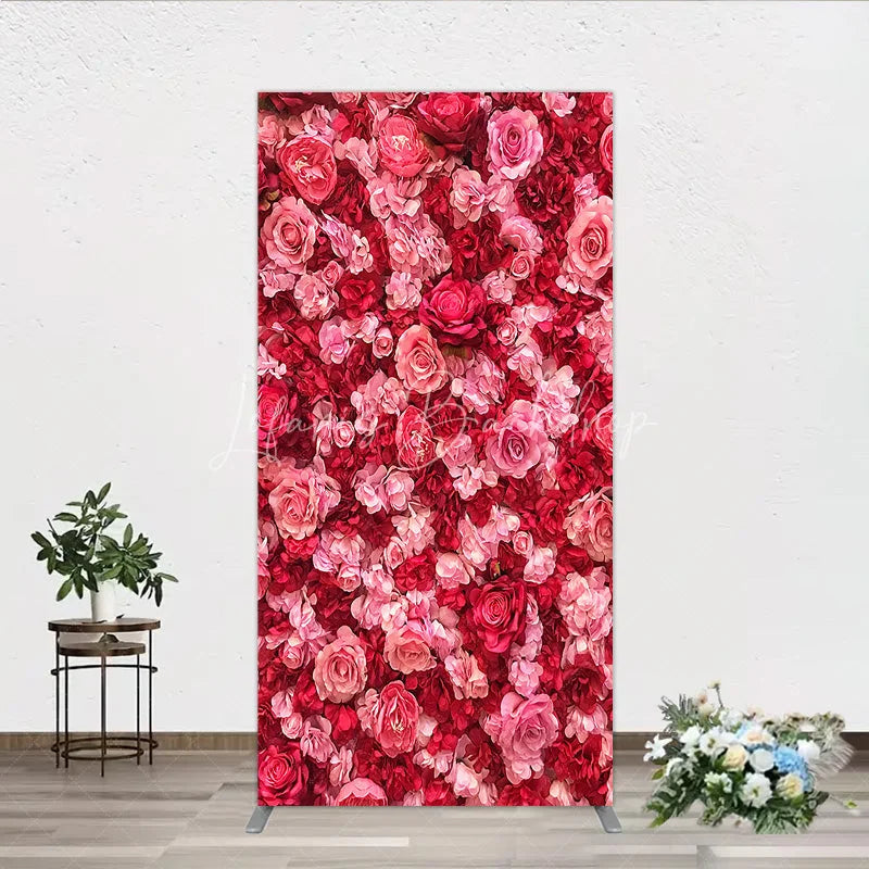 Lofaris Lush Pink and Red Rose Flower Wall Rectangle Arch Backdrop Romantic Wedding Party Decor