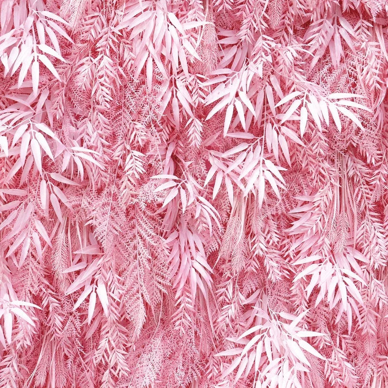 Lofaris Lush Pink Artificial Flower Wall with Bamboo Leaf Design Elegant Wedding and Party Event Decor