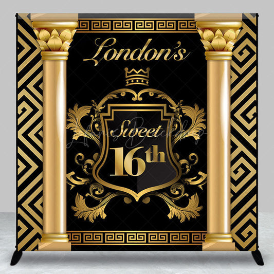 Lofaris Luxurious Black Gold Custom Name Birthday Backdrop