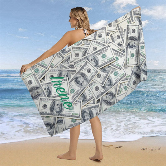 Lofaris Luxurious Dollars Custom Name Beach Towel For Man