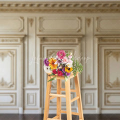 Lofaris Luxurious Gold Ornate Molding and Paneling Classic Baroque Photography Backdrop Elegant Cream Wall Decor for Portraits