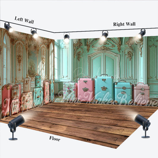 Lofaris Luxurious Wall Colorful Luggage Room Set Backdrop