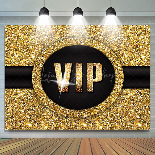 Lofaris Luxury Black Gold Glitter Vip Birthday Party Backdrop