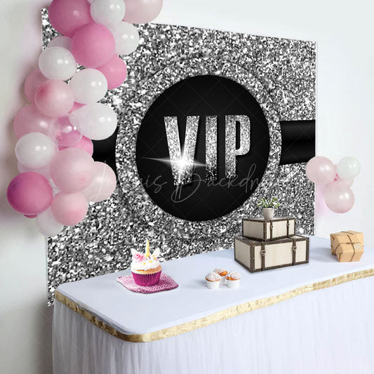Lofaris Luxury Black Silver Vip Birthday Party Backdrop
