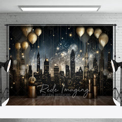 Lofaris Luxury City Night Skyline Backdrop Golden Balloons and Cityscape Photography Background for Gala