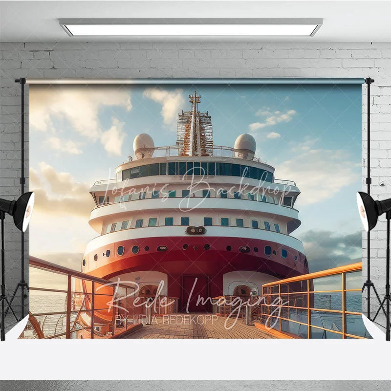 Lofaris Luxury Cruise Ship Deck Scenery Backdrop Ocean Vacation Photography Studio Background for Summer Party