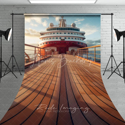 Lofaris Luxury Cruise Ship Deck Scenery Backdrop Ocean Vacation Wooden Sweep Portrait Photography Studio Background