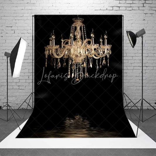 Lofaris Luxury Crystal Chandelier Backdrop Elegant Fine Art Black Background for Professional Portraits
