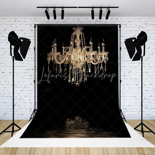 Lofaris Luxury Crystal Chandelier Backdrop Elegant Fine Art Black Background for Professional Portraits