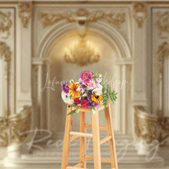 Lofaris Luxury Golden Palace Interior Photography Backdrop Ornate Archway Royal Wedding Background Elegant Architecture Photo Prop