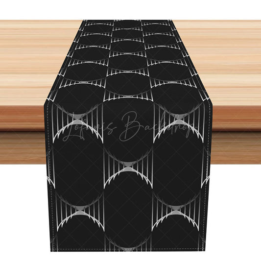Lofaris Luxury Modern Table Runner with Black Abstract Texture Elegant Kitchen Linen for Formal Dining Party Decor