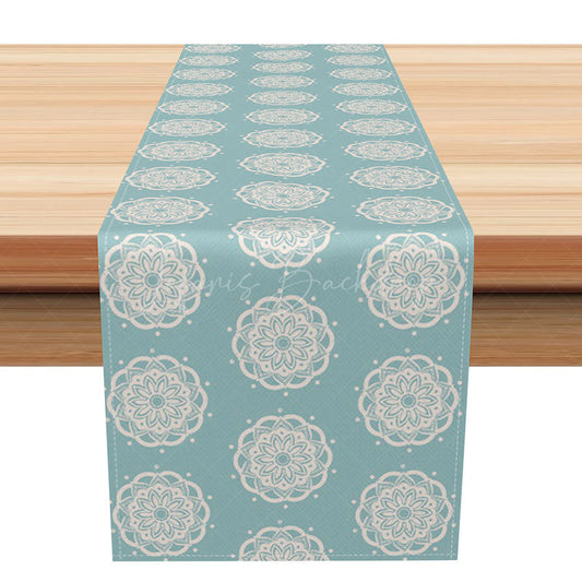 Lofaris Luxury Modern Table Runner with Blue and White Floral Pattern Elegant Dining Room Decor for Wedding Party