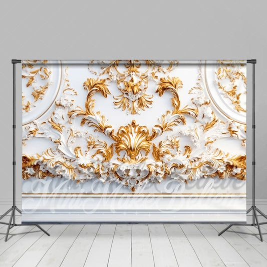 Lofaris Luxury White Gold Carved Fine Art Combo Set Backdrop