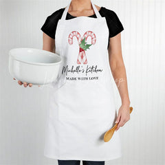 Lofaris Made with Love Christmas Apron Custom Name Holiday Kitchen Wear Heartfelt Baking Gift for Family