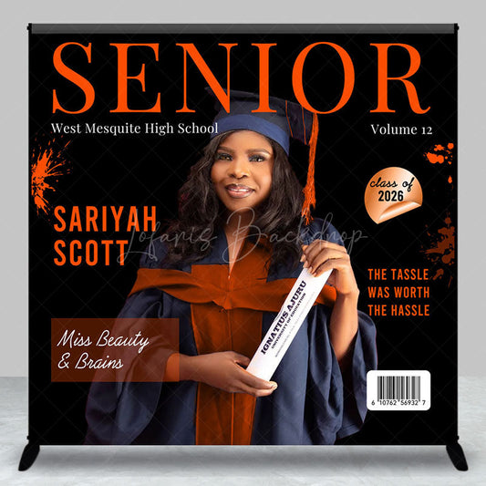 Lofaris Magazine Cover Custom Photo Graduation Backdrop