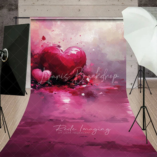 Lofaris Magenta Abstract Painted Hearts Backdrop Romantic Artistic Texture Love Theme Valentines Day Photography Scene
