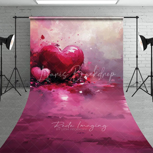 Lofaris Magenta Abstract Painted Hearts Backdrop Romantic Artistic Texture Love Theme Valentines Day Photography Scene