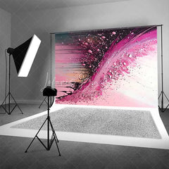 Lofaris Magenta and Black Fluid Splash Backdrop Abstract Art Photography Background Elegant Party Event Decor