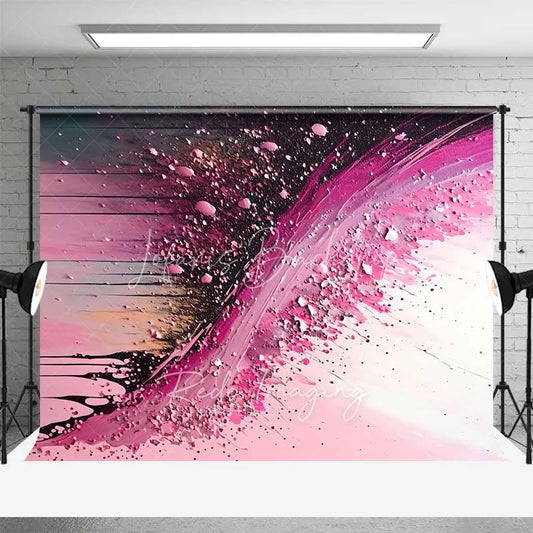 Lofaris Magenta and Black Fluid Splash Backdrop Abstract Art Photography Background Elegant Party Event Decor