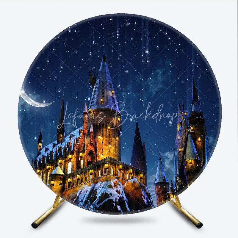 Lofaris Magic Castle Round Backdrop Wizard School Starry Night Photography Background