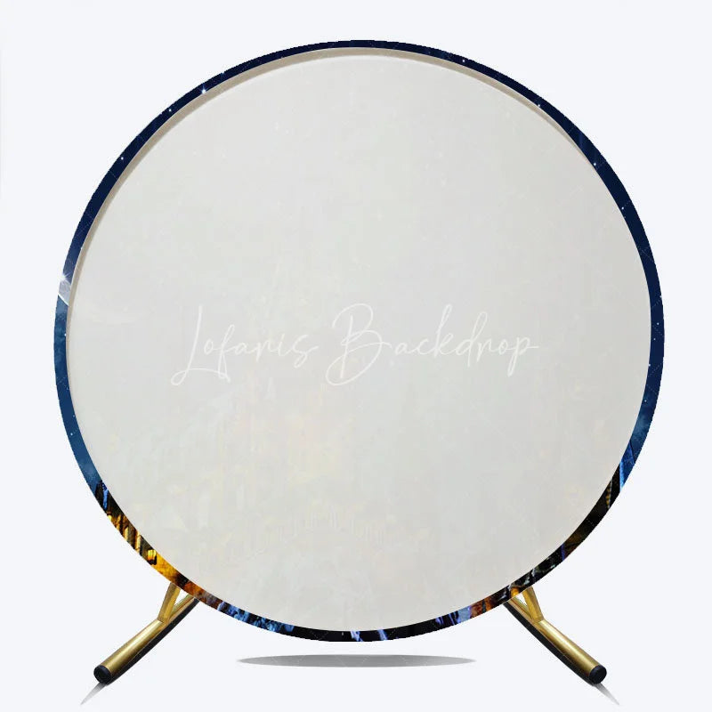 Lofaris Magic Castle Round Backdrop Wizard School Starry Night Photography Background