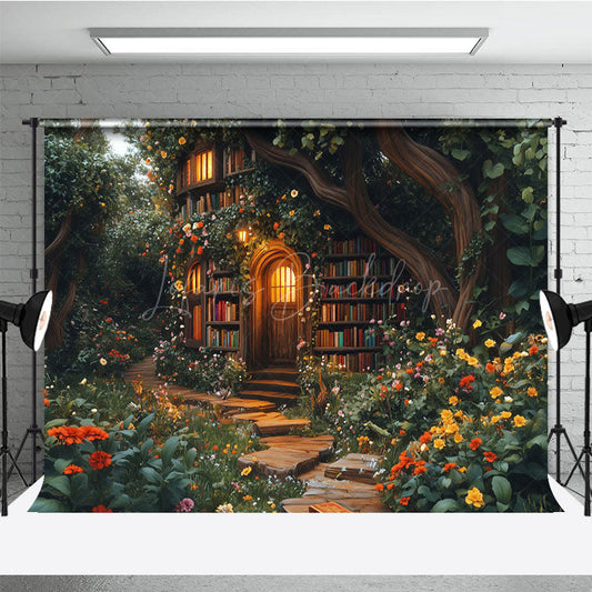 Lofaris Magic Forest Book Cabine Spring Photography Backdrop