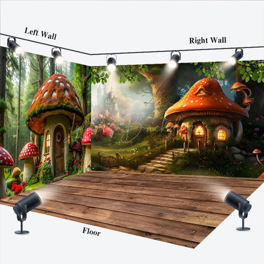 Lofaris Magic Forest Mushroom Spring Photo Room Set Backdrop