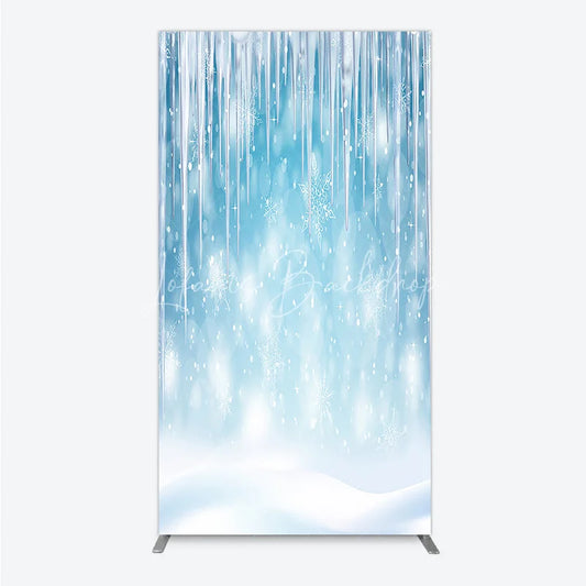 Lofaris Magical Blue Winter Wonderland Icicle and Snowflake Rectangle Arch Backdrop Snowy Christmas Party Decor.