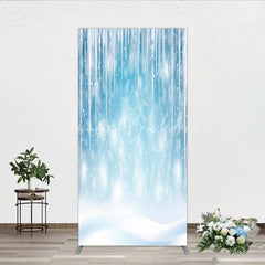 Lofaris Magical Blue Winter Wonderland Icicle and Snowflake Rectangle Arch Backdrop Snowy Christmas Party Decor.